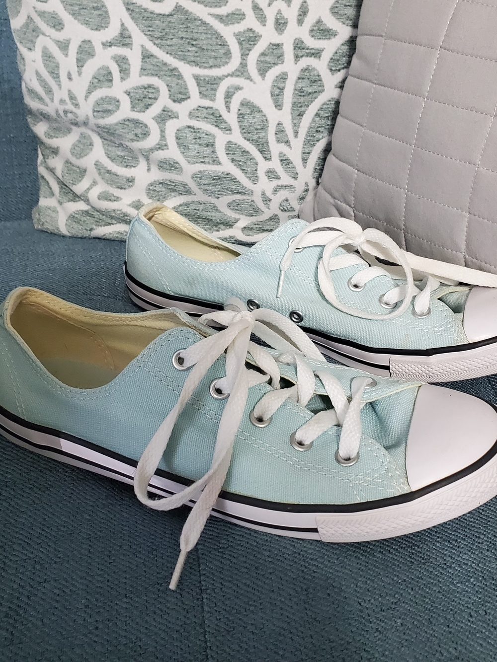 Converse Light Blue Low-Top Canvas Sneakers - Women's